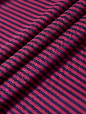 Texture detail of Cooling stripe golf shirts with breathable fabric in maroon stripe