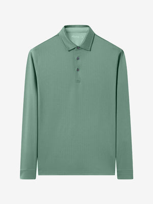 Moisture Wicking Long Sleeve Herringbone Polo Shirts