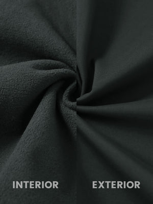 Inside and outside fabric view of the sleeveless softshell fleece outdoor vests with 6 pockets in grey