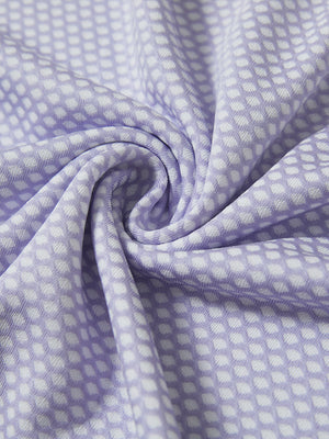 Jacquard quarter zip pullover, close-up fabric detail in lavender showing textured knit pattern and soft feel