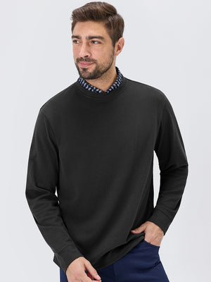 Heather Brushed Rib Knit Crewneck Sweatshirt