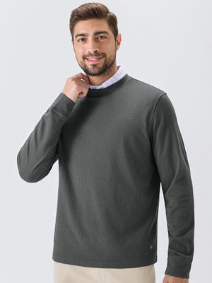 Heather Brushed Rib Knit Crewneck Sweatshirt