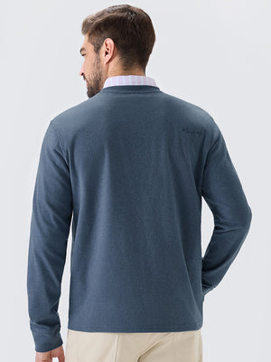 Heather Brushed Rib Knit Crewneck Sweatshirt
