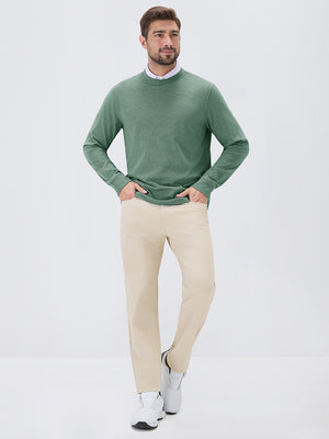 Heather Brushed Rib Knit Crewneck Sweatshirt