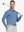 Model holding golf club wearing Skin-friendly long sleeve melange polo in clean blue heather