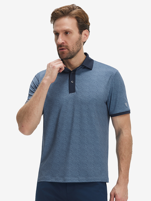 Stylish Full Print Contrast Collared Golf Polo Shirts