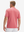 Side-back half-body view of model in brick red  moisture-wicking short sleeve henley shirt