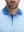 Close-up: nose to chest in light blue geo lightweight stretch upgraded print golf polo shirts