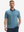 Front half-body of model in blue small flower lightweight stretch upgraded print golf polo shirts