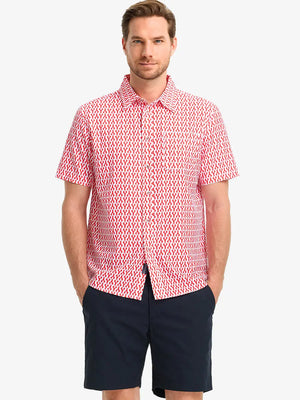 Front half-body view wearing RED LOBSTER Stylish Printing Summer Shirt.
